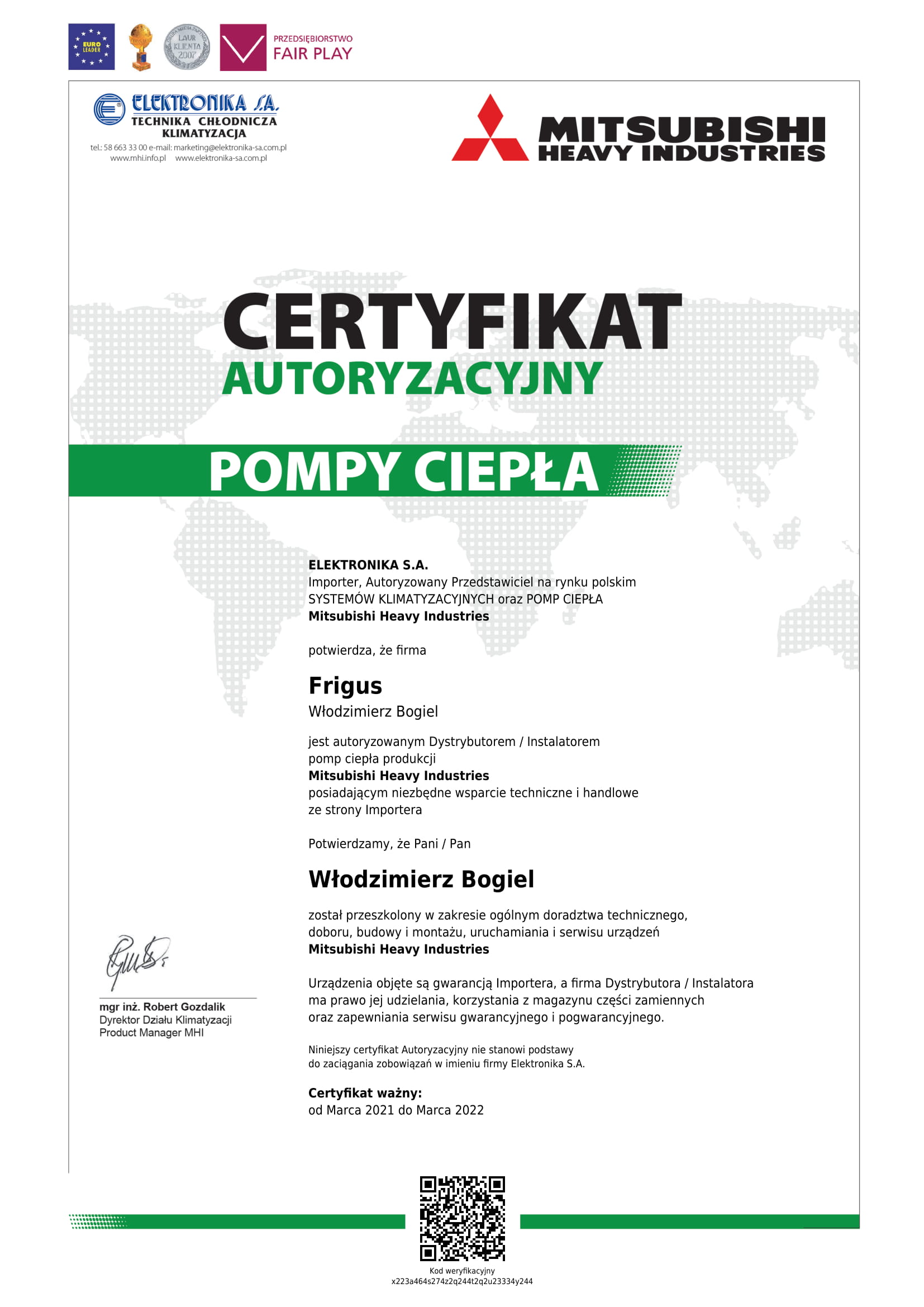 certyfikat pomp ciepła